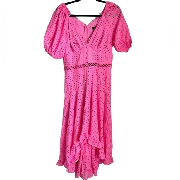 NWT BEULAH Love Pink Frills High Low Dress- Size Large - Picture 1 of 9